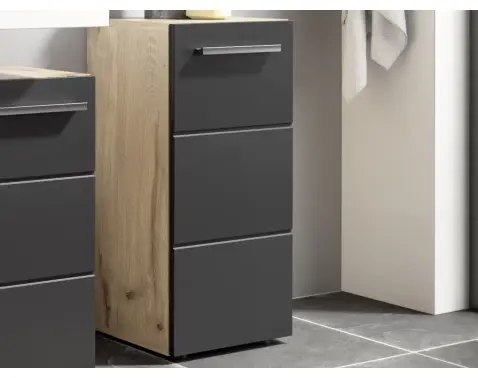 Kúpeľňová stojacia skrinka Vista 34 cm, dub viking/čierna%