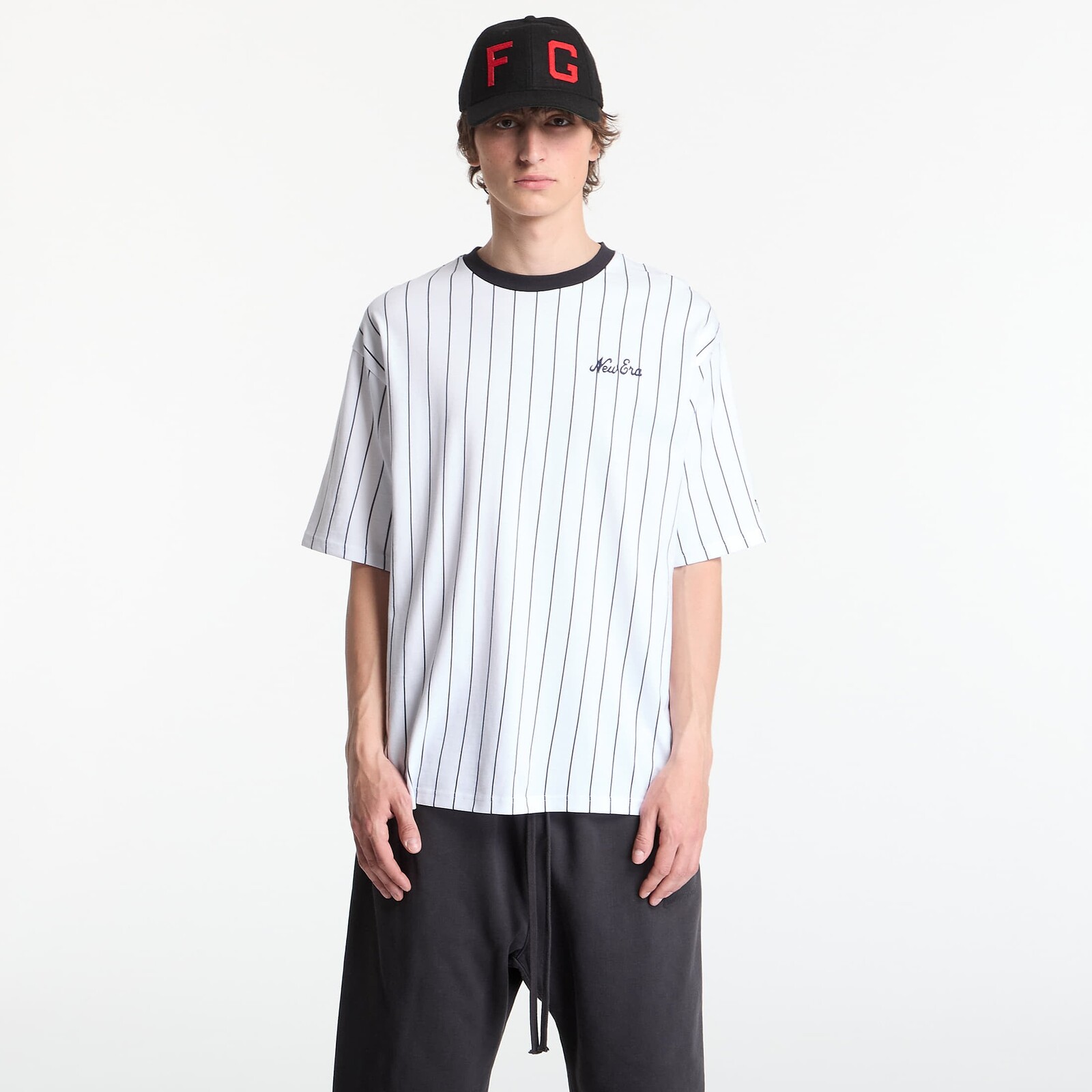 Tričko New Era Pinstripe OS Tee UNISEX Optic White/ Navy XL