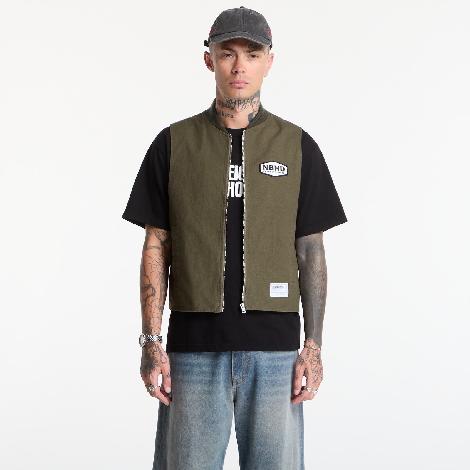 Vesta NEIGHBORHOOD Zip Work Vest Olive Drab XL