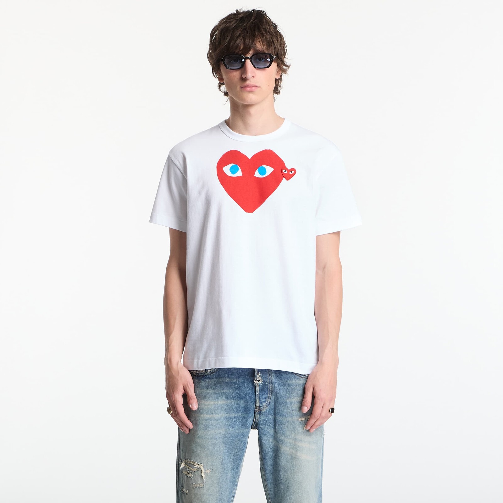 Tričko Comme des Garçons PLAY T-Shirt Red Emblem Knit UNISEX White XS