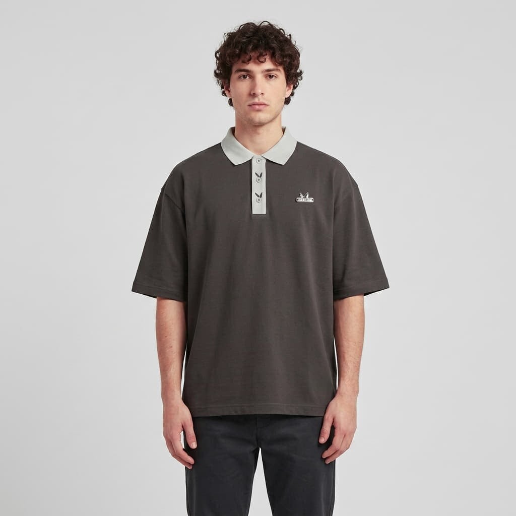 Tričko Playboy x FTSHP Short Sleeve Polo Dark Grey L