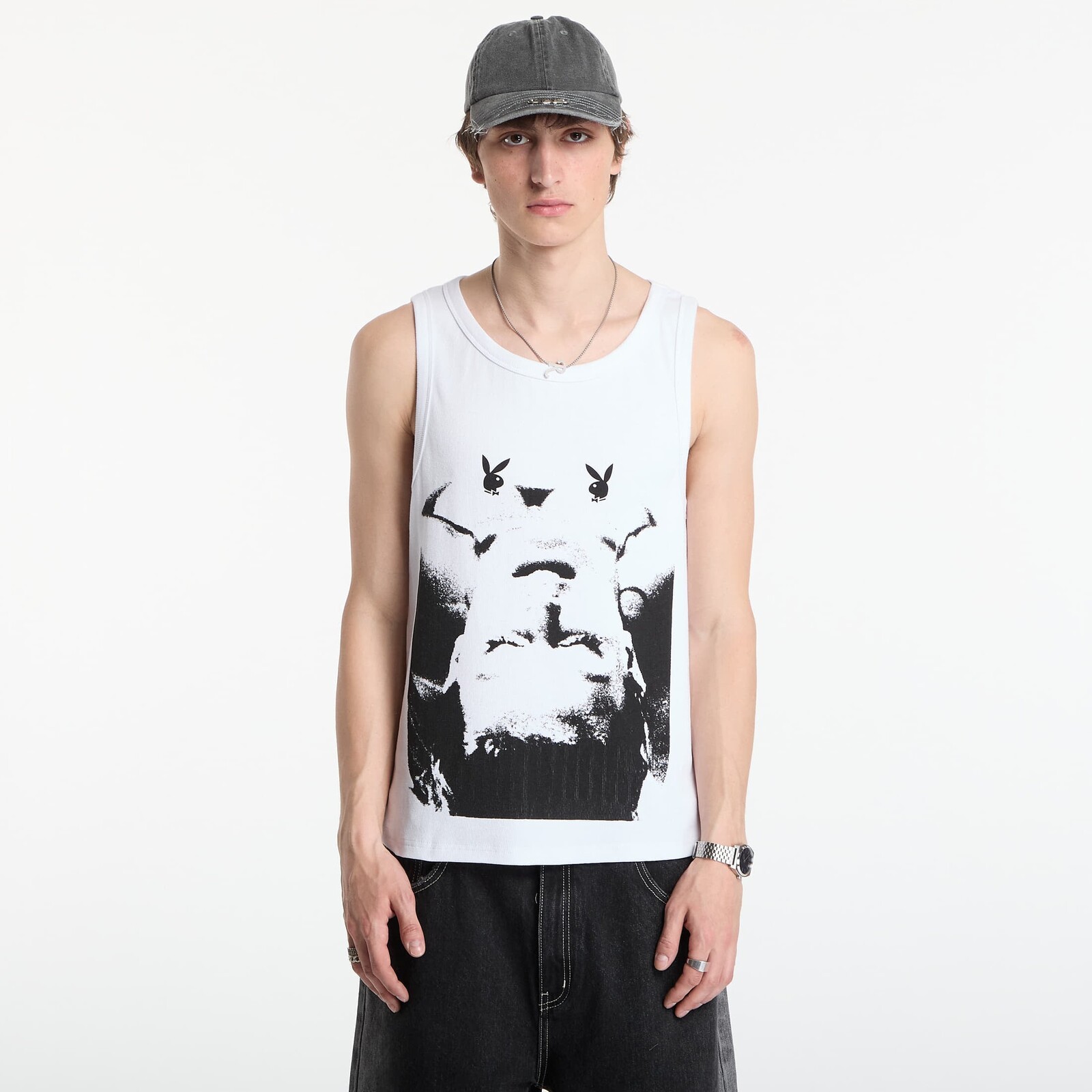 Playboy x FTSHP Rib Tank Top Portrait UNISEX White S
