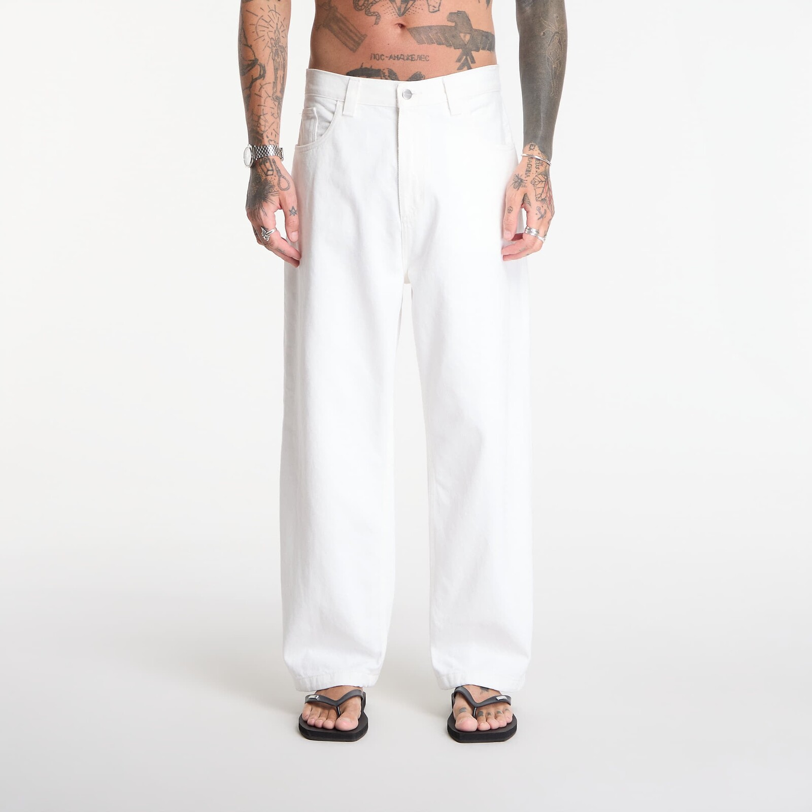 Džínsy Carhartt WIP Brandon Pant White Rinsed S