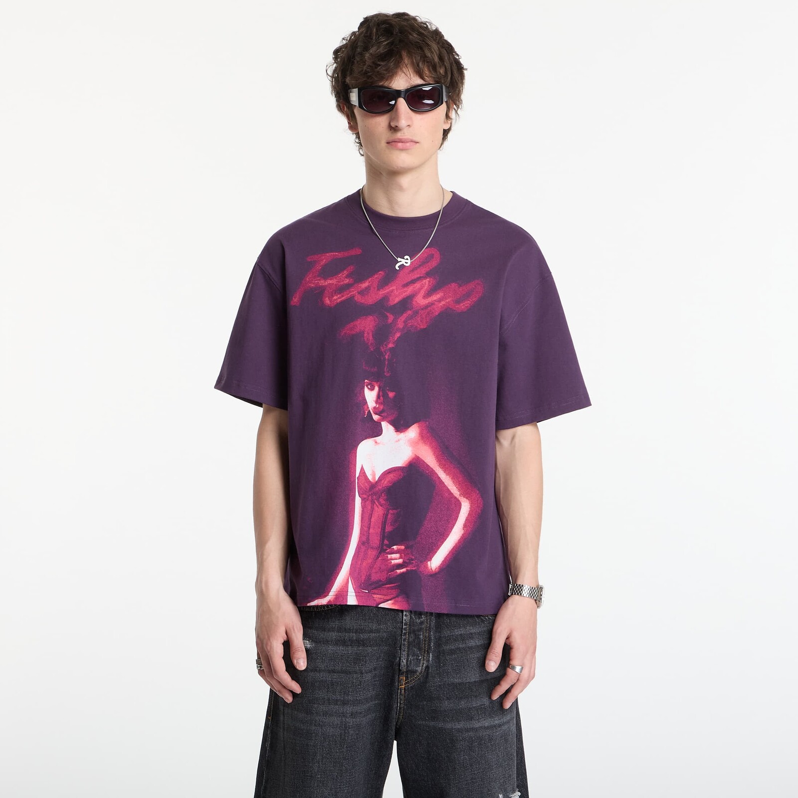Tričko Playboy x FTSHP T-Shirt Smoking Girl UNISEX Deep Purple M
