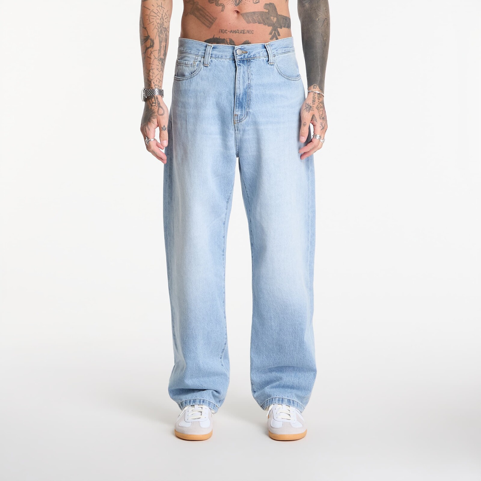 Džínsy Carhartt WIP Landon Pant Blue Heavy Worn Bleached 30