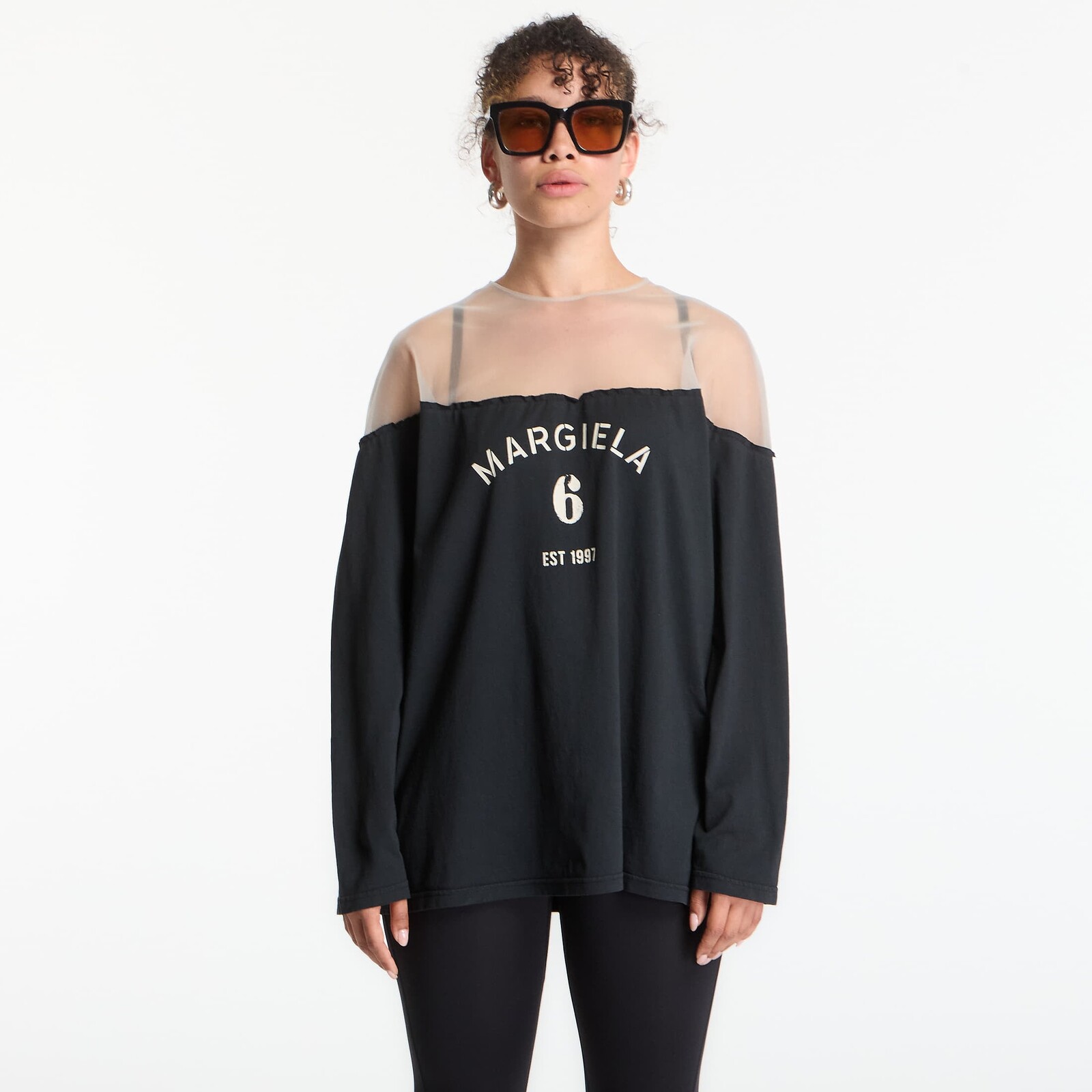 Tričko MM6 Jersey Top With Mannequin Print Black M