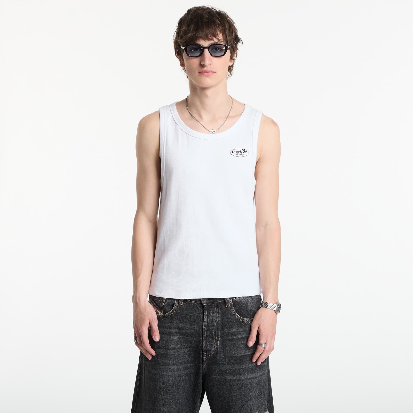 Playboy x FTSHP Rib Tank Top Logo UNISEX White XS