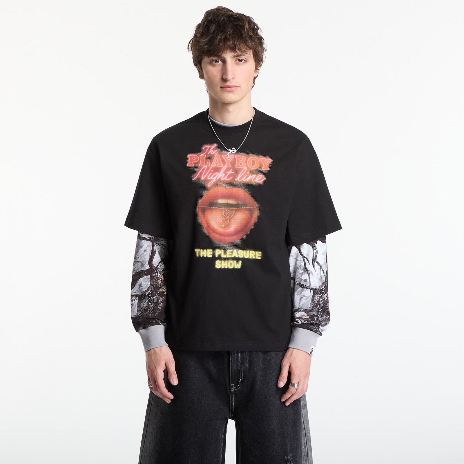 Tričko Playboy x FTSHP T-Shirt Night Line UNISEX Black M