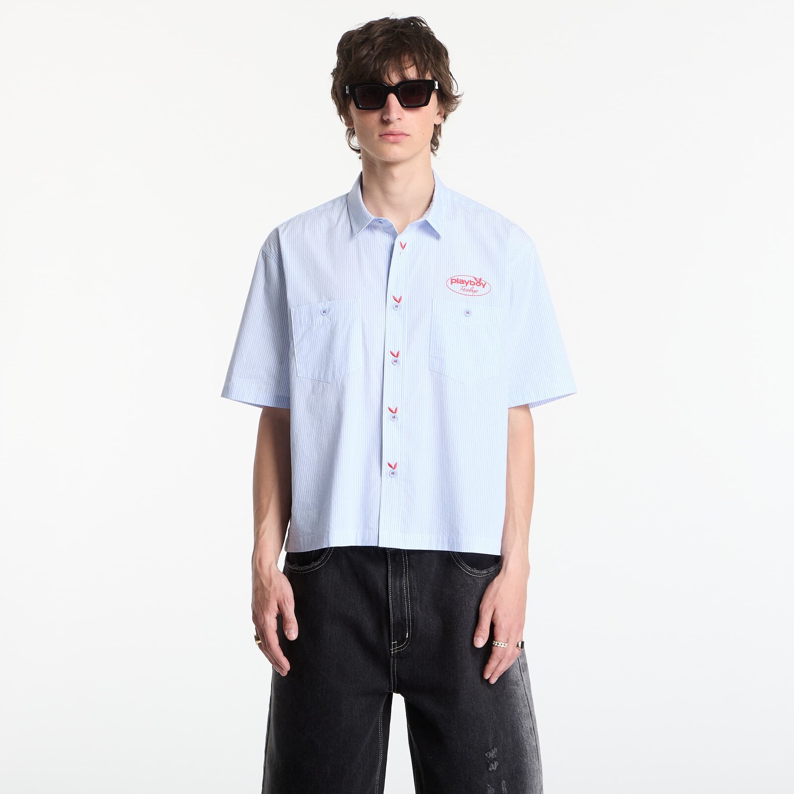 Košeľa Playboy x FTSHP Work Shirt Blue Stripes XS