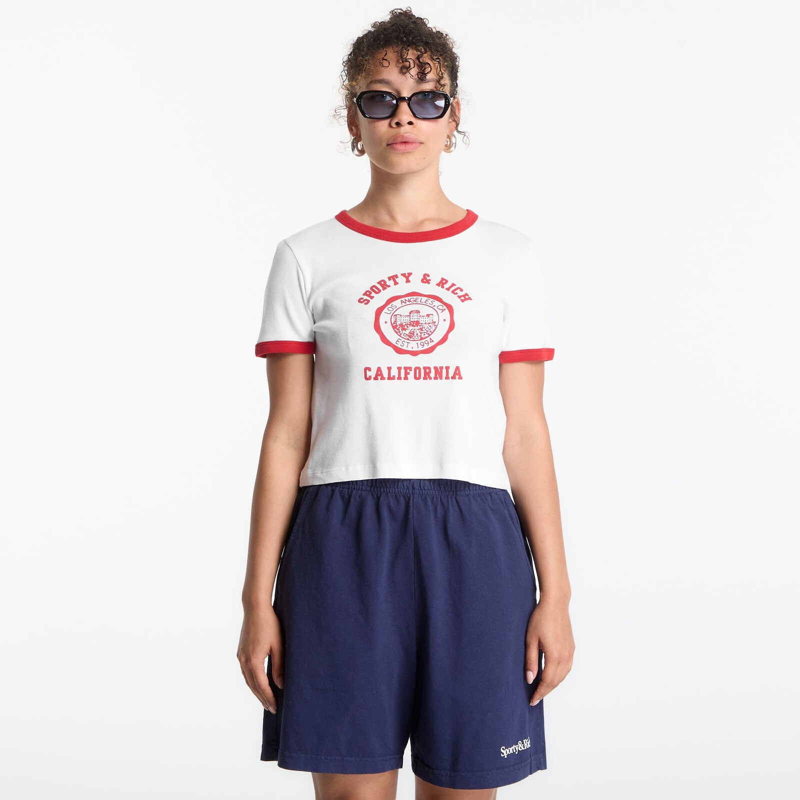 Tričko Sporty & Rich California Emblem Soft Ringer Tee White/ Ruby L