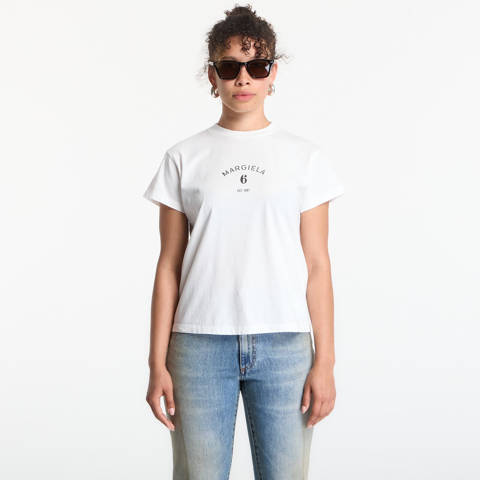 Tričko MM6 Signature Jersey T-Shirt Off White M