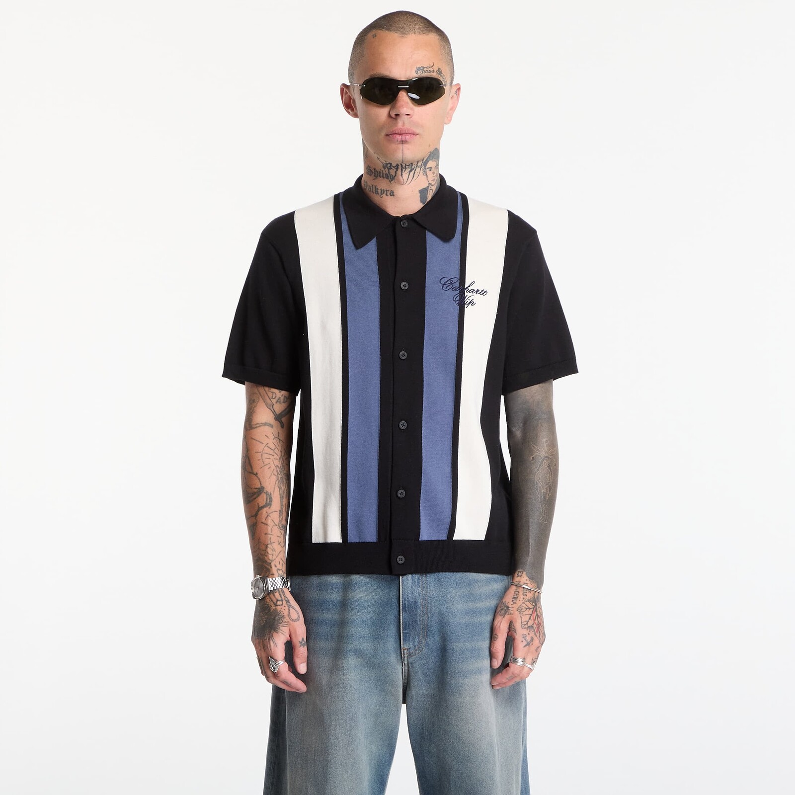 Tričko Carhartt WIP S/S Mello Knit Shirt UNISEX Mello Stripe/ Black L