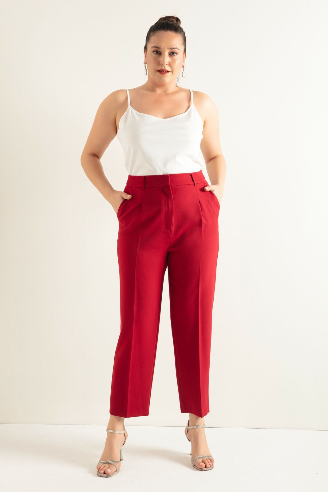 Lafaba dámske bordové nohavice plus size