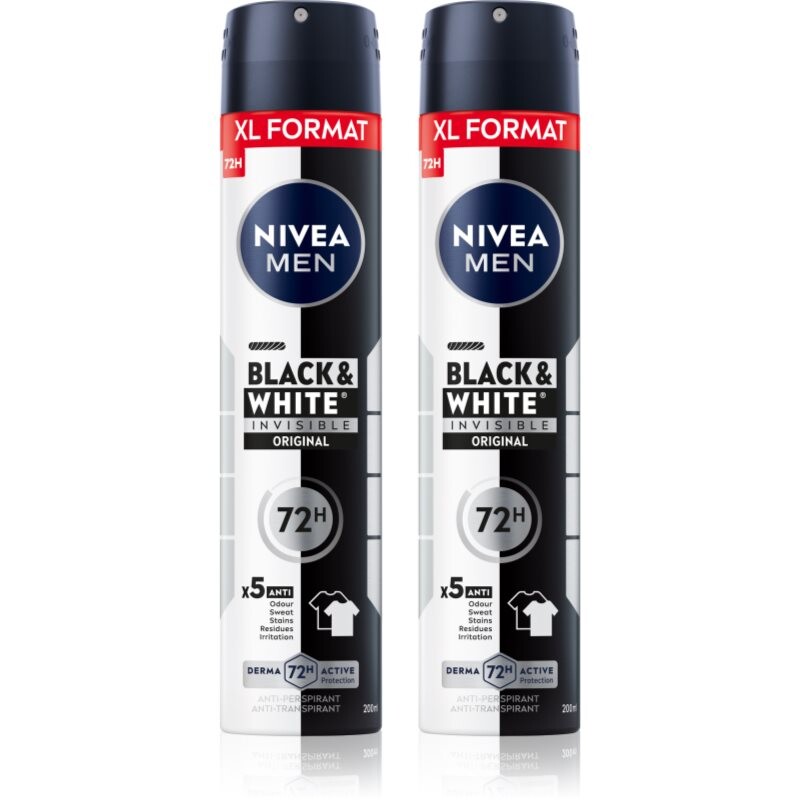 NIVEA MEN Black & White Invisible Original antiperspirant v spreji výhodné balenie