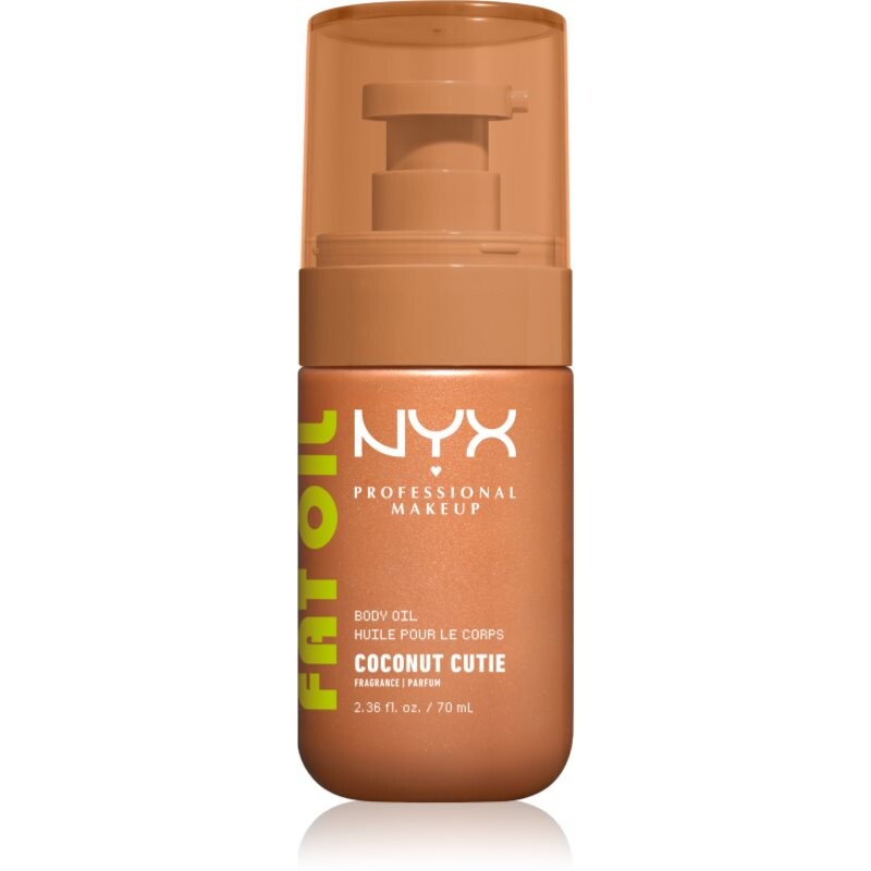 NYX Professional Makeup Fat Oil Body vyživujúci telový olej dodávajúci hydratáciu a lesk s vôňou Coconut Cutie 70 ml