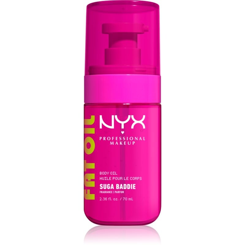 NYX Professional Makeup Fat Oil Body vyživujúci telový olej dodávajúci hydratáciu a lesk s vôňou Suga Baddie 70 ml