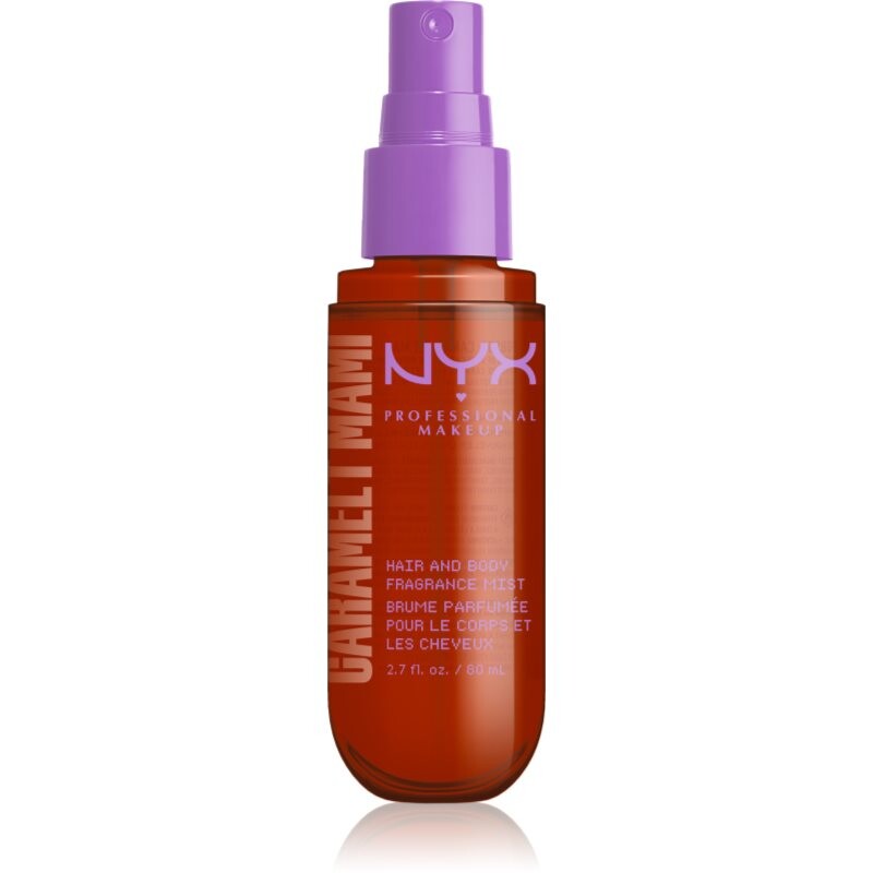 NYX Professional Makeup Fat Oil Body Spray parfumovaná hmla na vlasy a telo s vôňou Caramelt Mami 80 ml