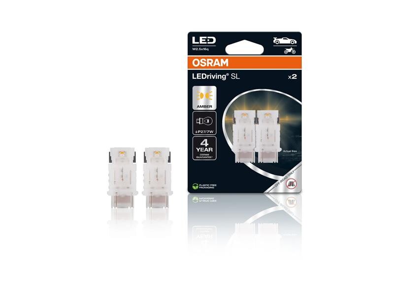 Autožiarovka LED 12V P27/7W W2.5x16q OSRAM oranžová 2ks