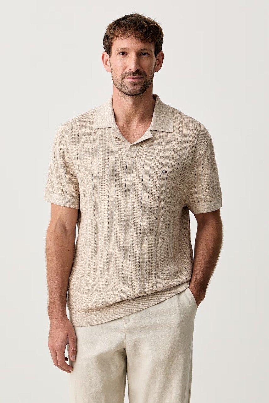 Tommy Hilfiger úpletové polo tričko pánske s lyocellom