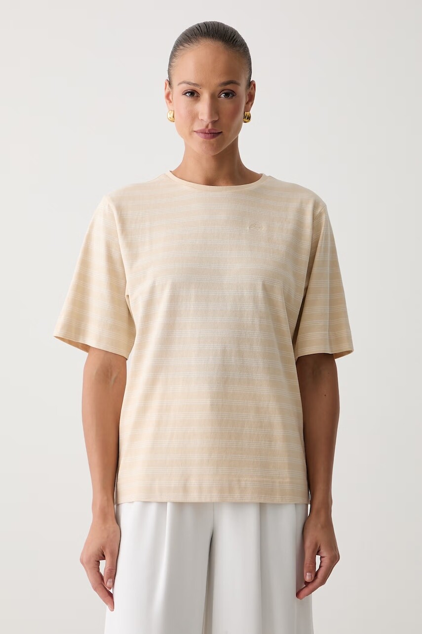 BOSS Orange oversize tričko dámske bavlnené C_Eregular_stripe_1