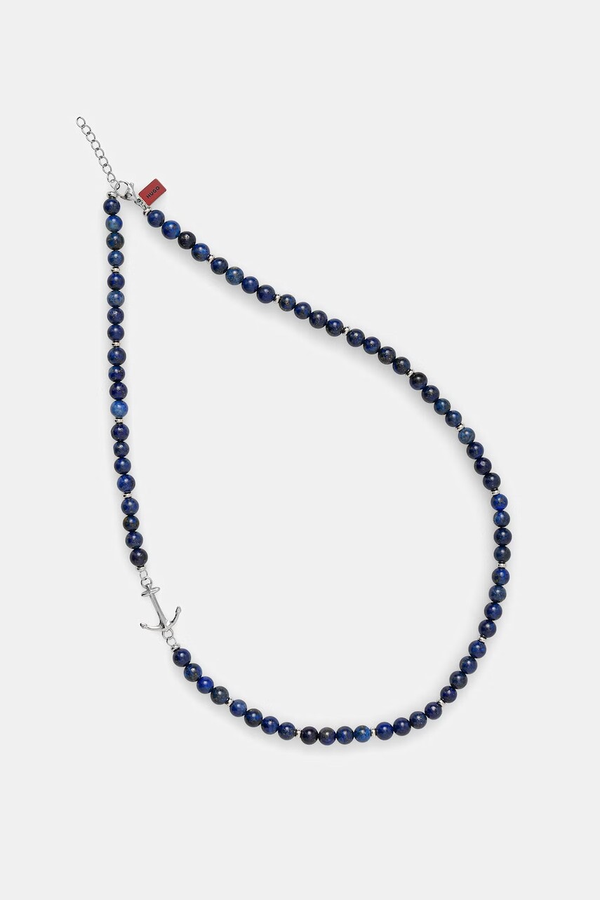 HUGO náhrdelník pánsky lapis lazuli E-BEADS5-NEC