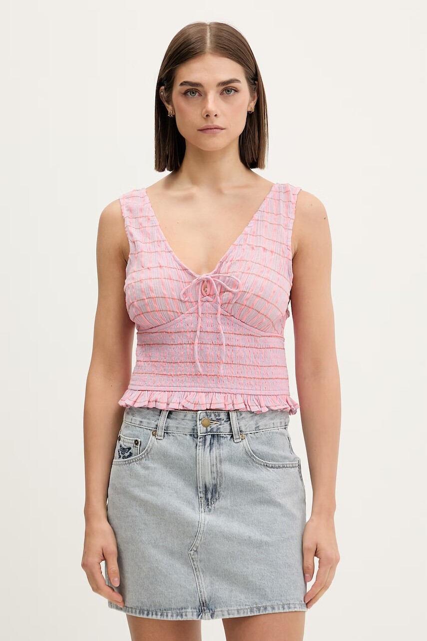 Rip Curl blúzka s ramienkami dámska bavlnená PARADISE CHECK TOP