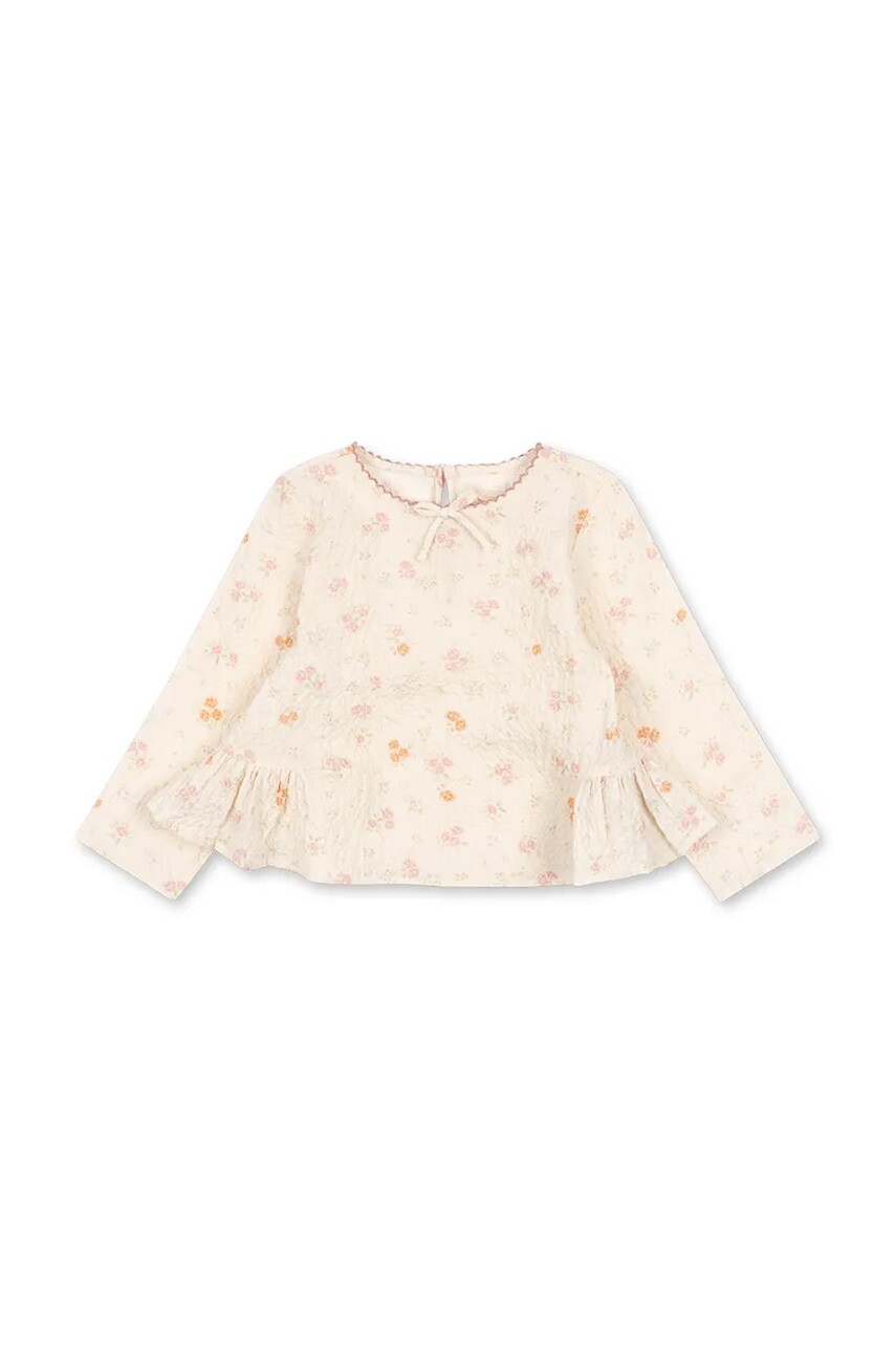 Konges Sløjd blúzka s volánom detská bavlnená s elastanom ELIN BOW BLOUSE GOTS