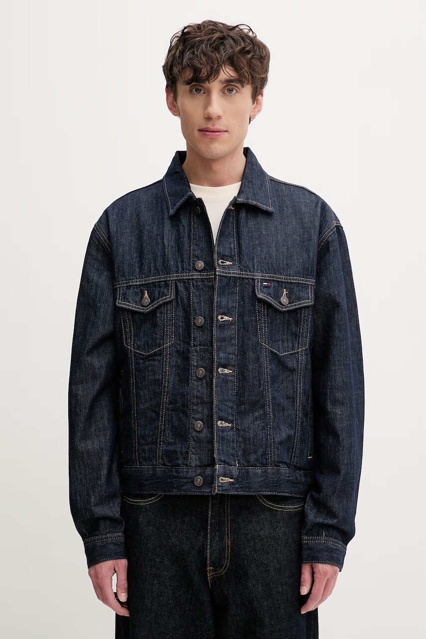 Tommy Jeans košeľová bunda pánska rifľová