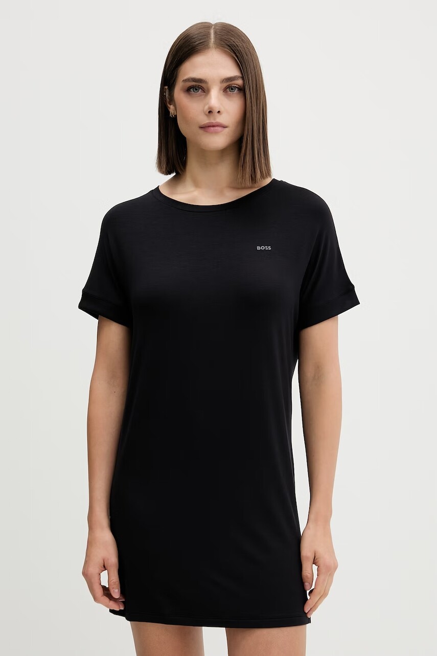BOSS pyžamová košeľa dámska z viskózy ESSENCE_Sleepshirt