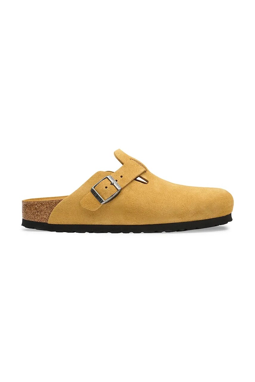 Birkenstock šľapky so zakrytými prstami semišové Boston Soft Footbed Suede Leather