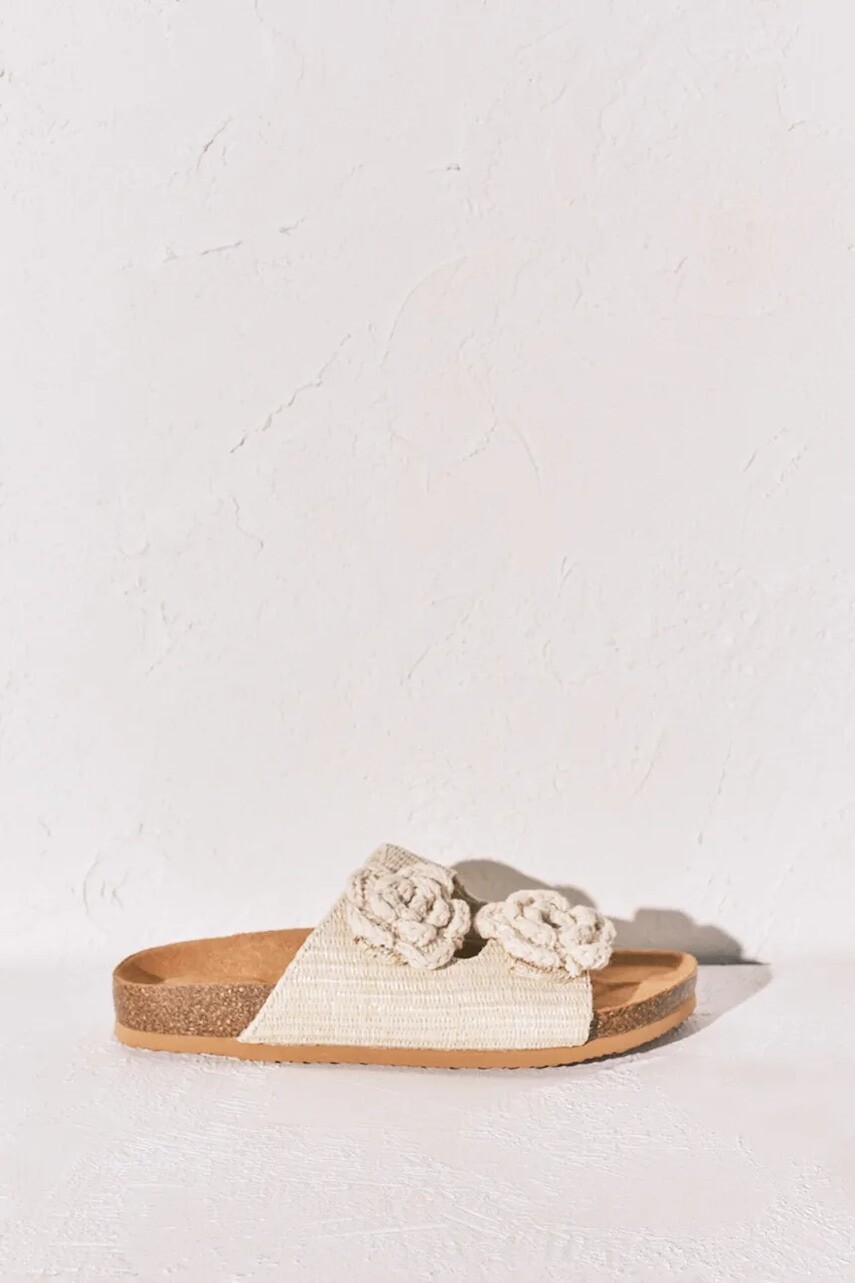 women'secret šľapky dámske MMT FLOWER BIO ECRU