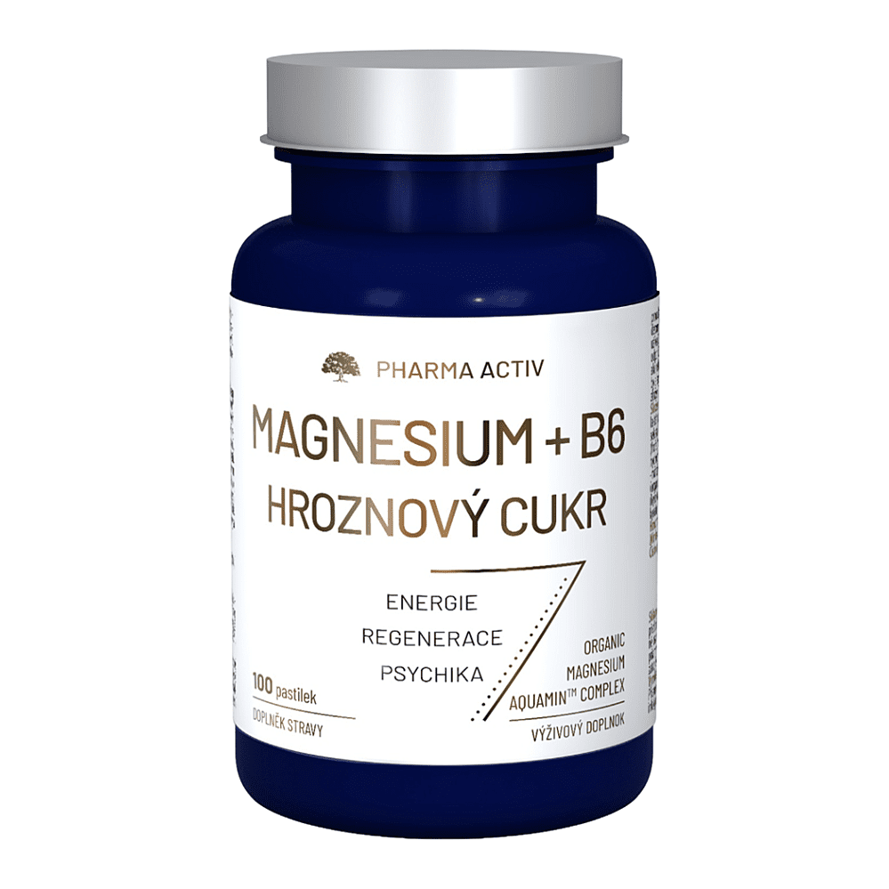 PHARMA ACTIV Magnesium + B6 hroznový cukor 100 pastiliek