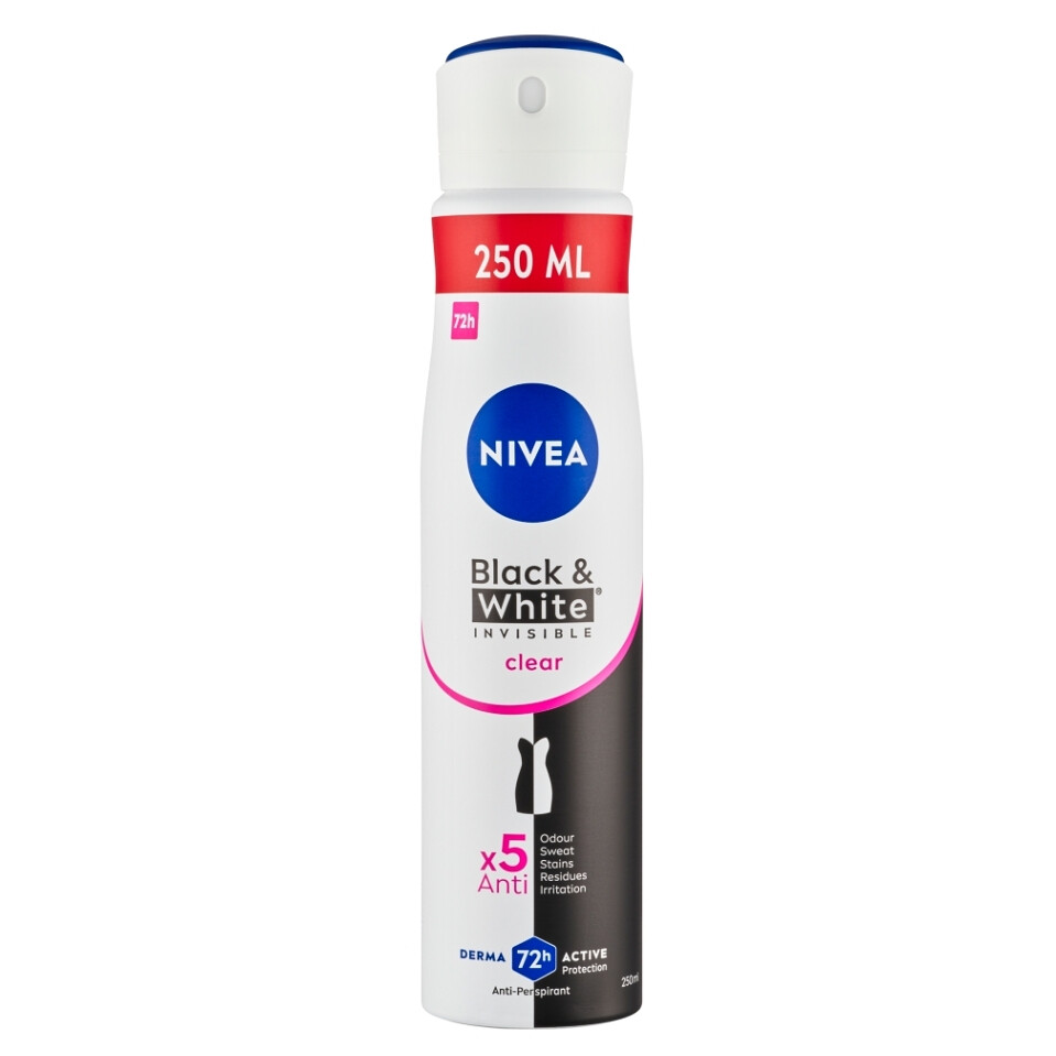 NIVEA Sprej Antiperspirant Black & White Invisible Clear 250 ml