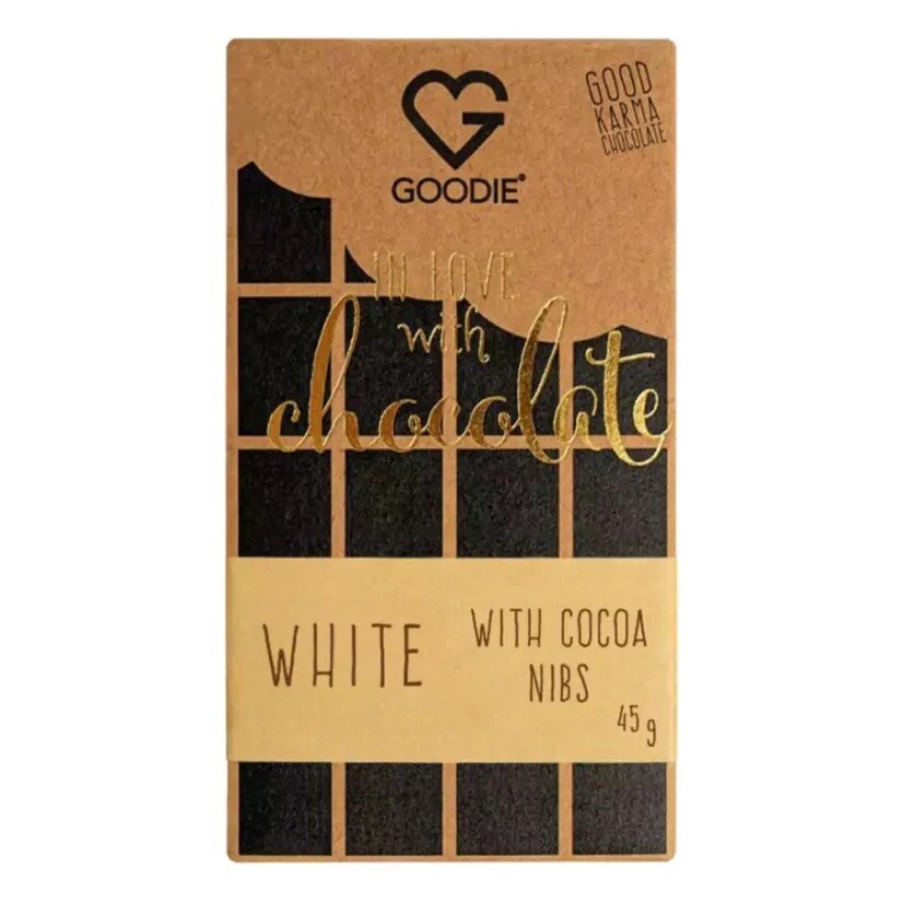 Goodie Čokoláda - Biela s kakaovými nibsmi 45 g