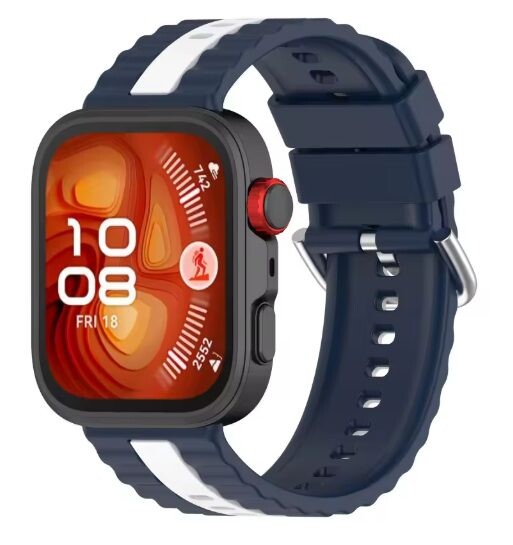 eses Silikónový remienok s prúžkom pre Huawei Watch Fit 3, 4, 4 Pro, 5 a 5 Pro - Modro biely