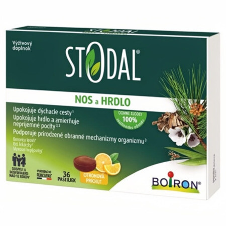 STODAL Nos a hrdlo pastilky citrónová príchuť 36 ks