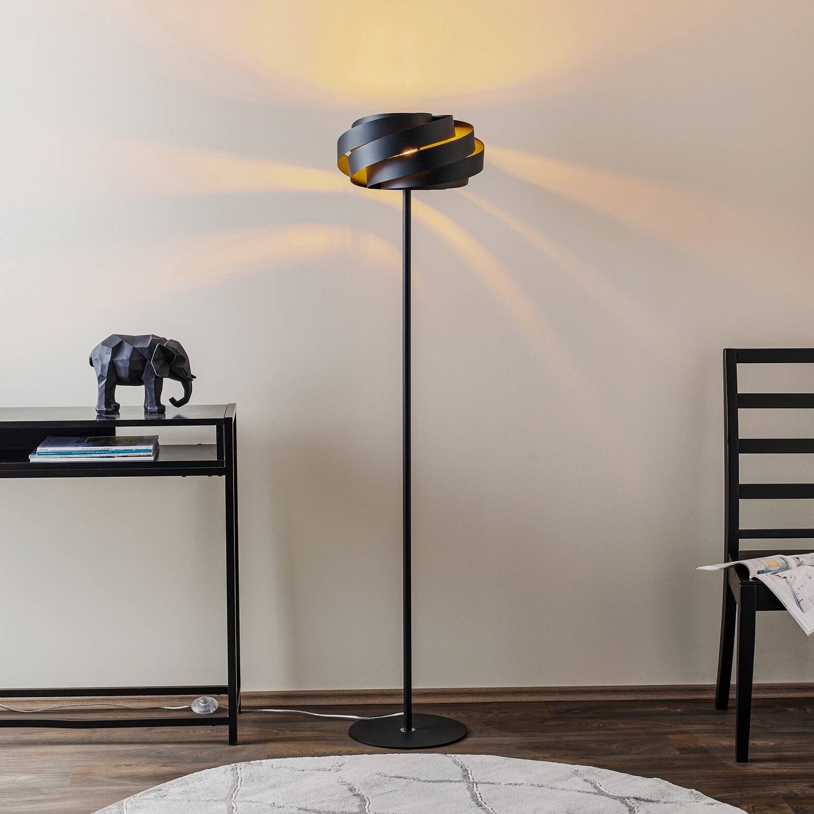 Stojacia lampa Vento, čierna, kov, E27, Ø 40 cm