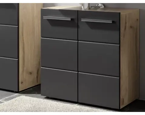 Kúpeľňová skrinka pod umývadlo Vista 60 cm, dub viking/čierna%