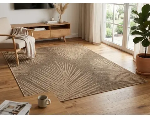 Koberec Kenzy 80x150 cm, béžový s listami%