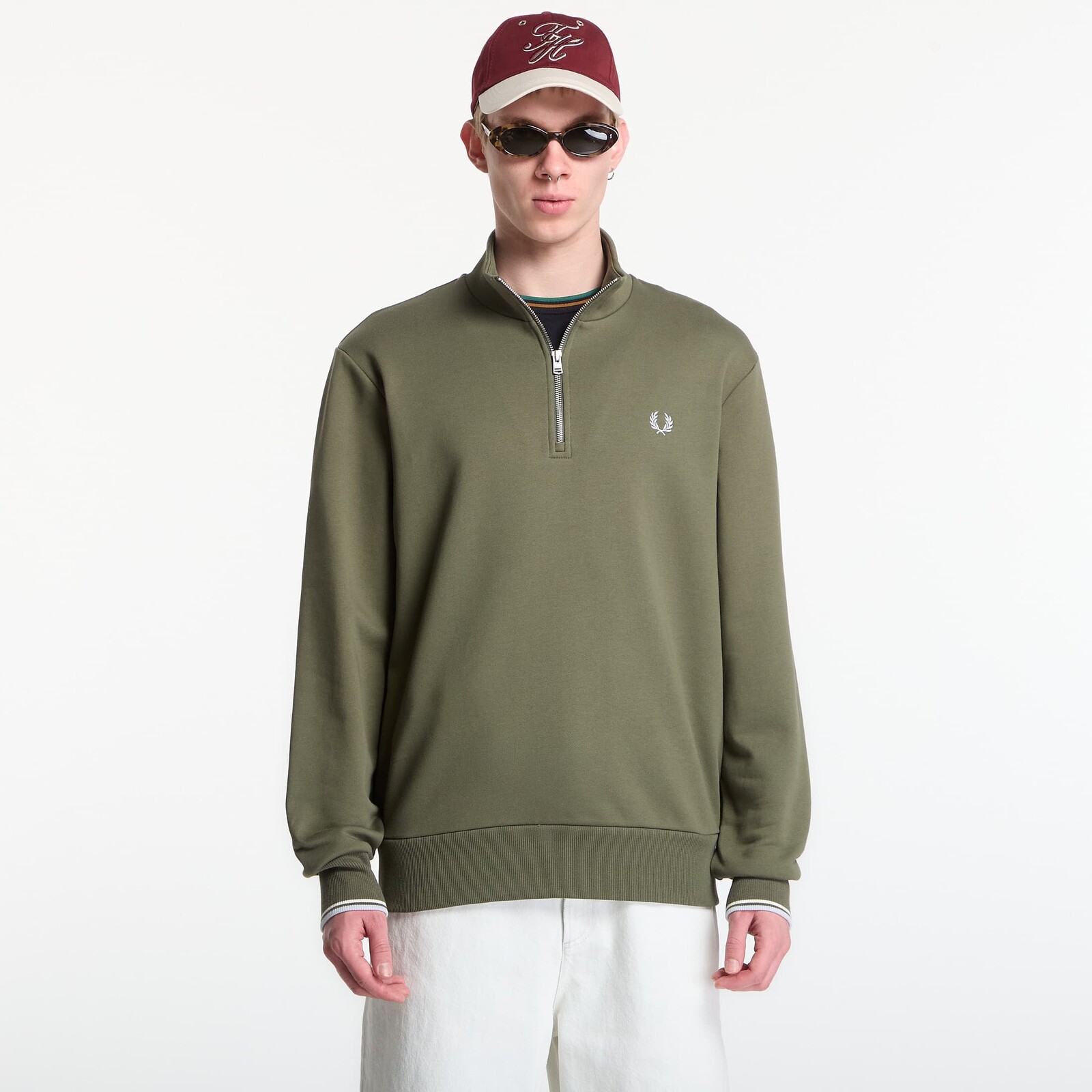Mikina Fred Perry Half Zip Sweatshirt Green M