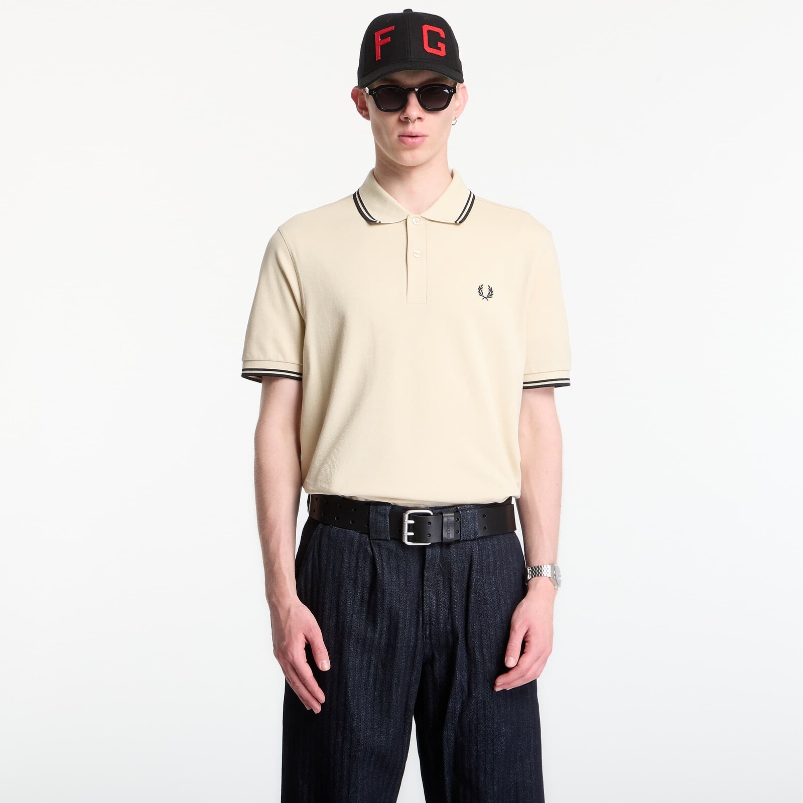 Tričko Fred Perry Twin Tipped Fred Perry Shirt Ecru S