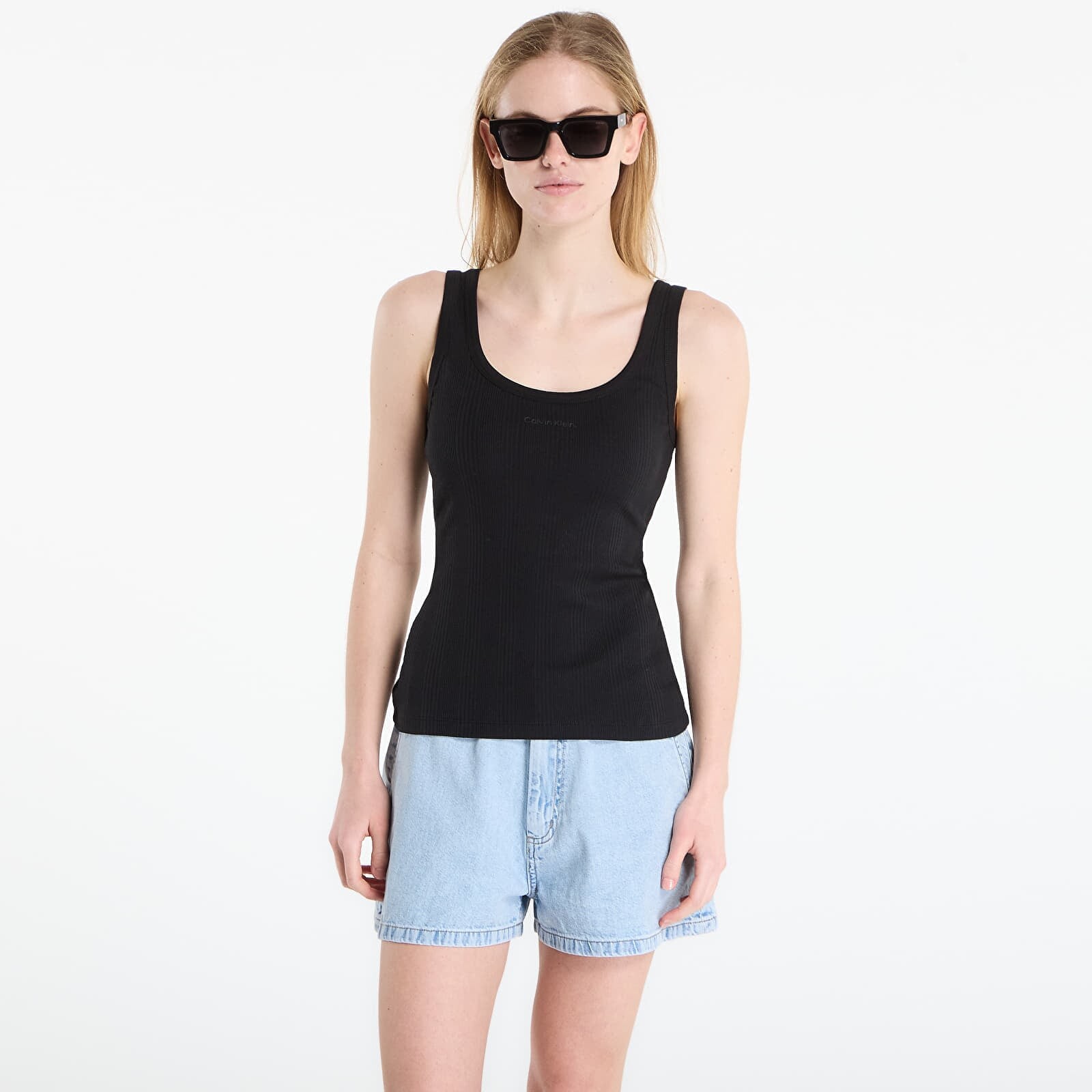 Tielko Calvin Klein Sl Varigated Rib Nano Logo Tank Black S