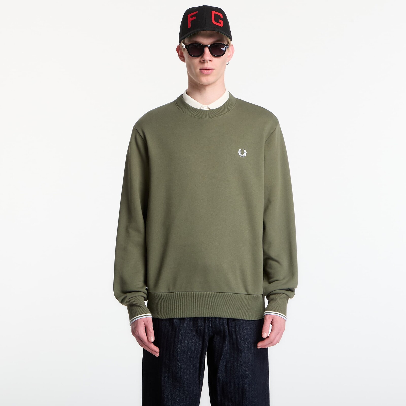 Mikina Fred Perry Crew Neck Sweatshirt Green XL