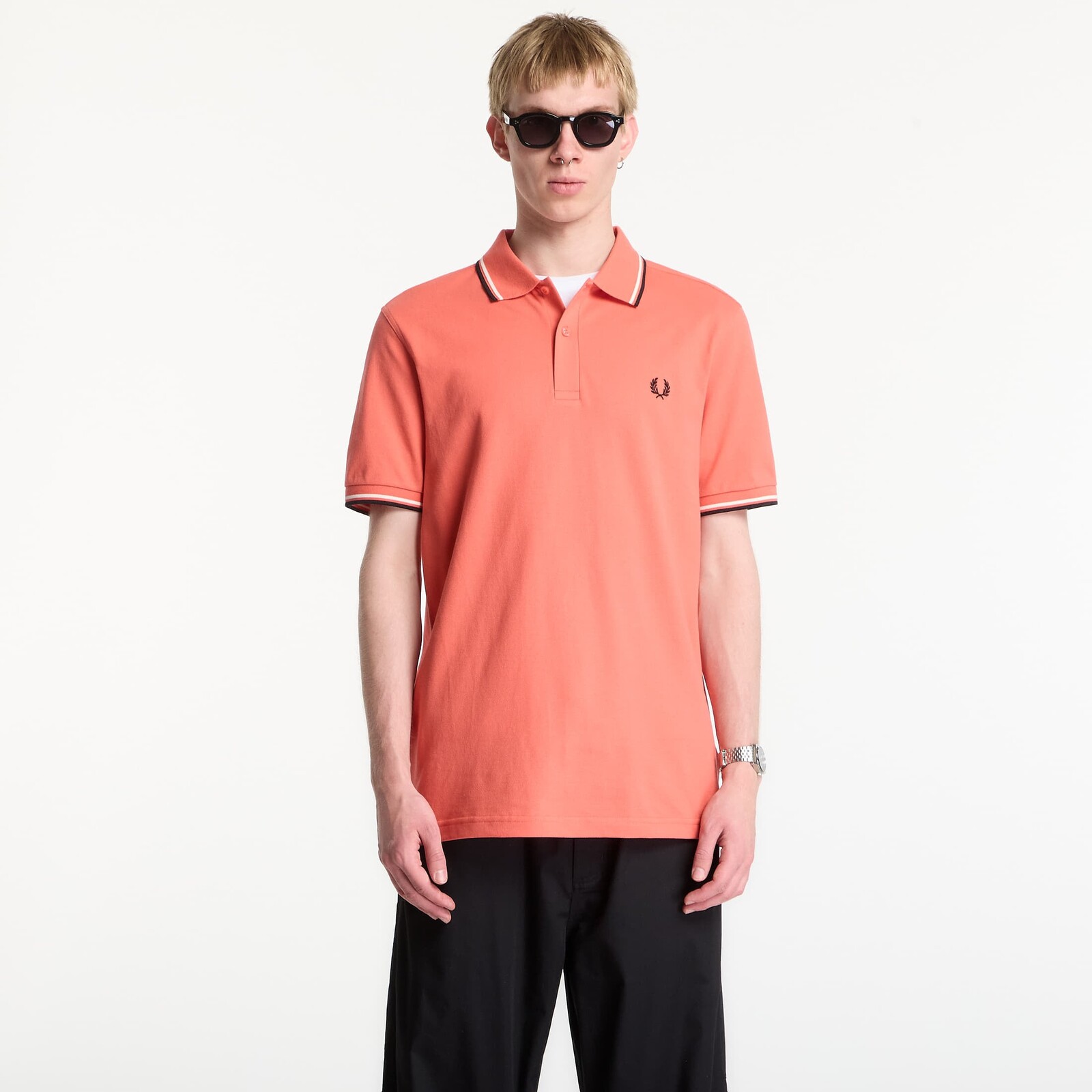 Tričko Fred Perry Twin Tipped Fred Perry Shirt Pink L