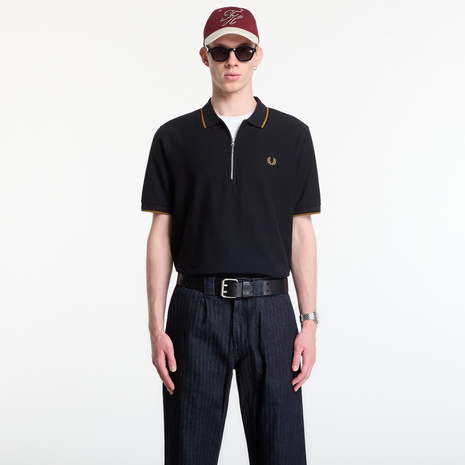 Tričko Fred Perry Crepe Pique Polo Shirt Black M