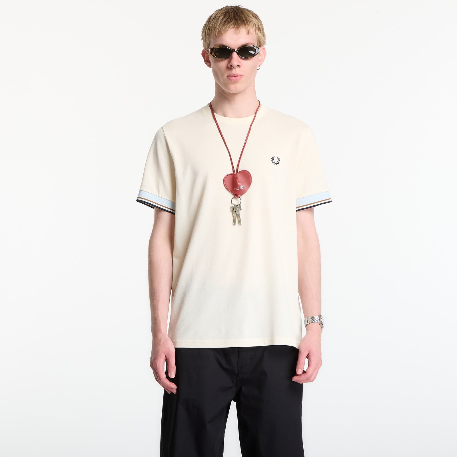 Tričko Fred Perry Twin Tipped Cuff T-Shirt Ecru L