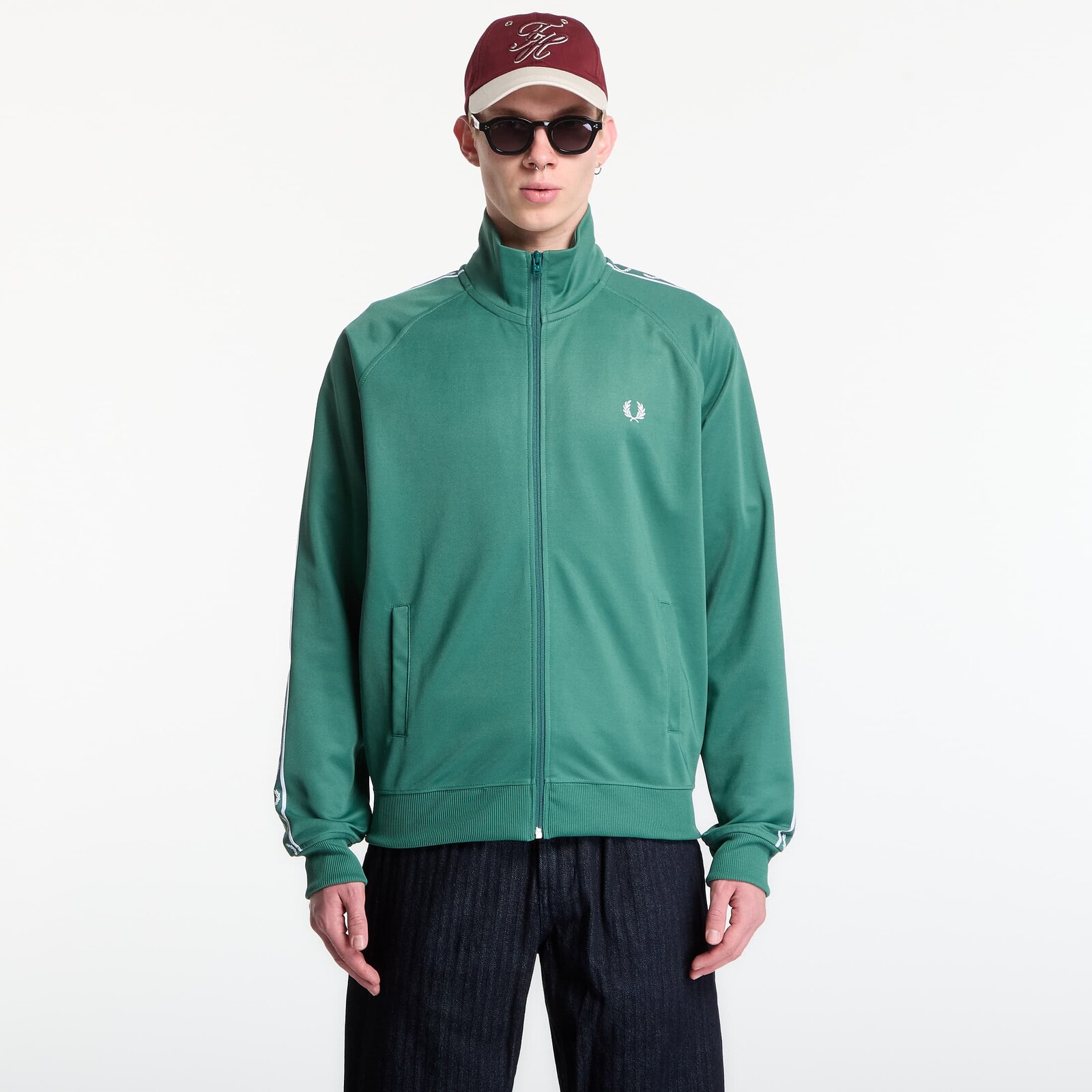 Mikina Fred Perry Contrast Tape Track Jacket Green XL