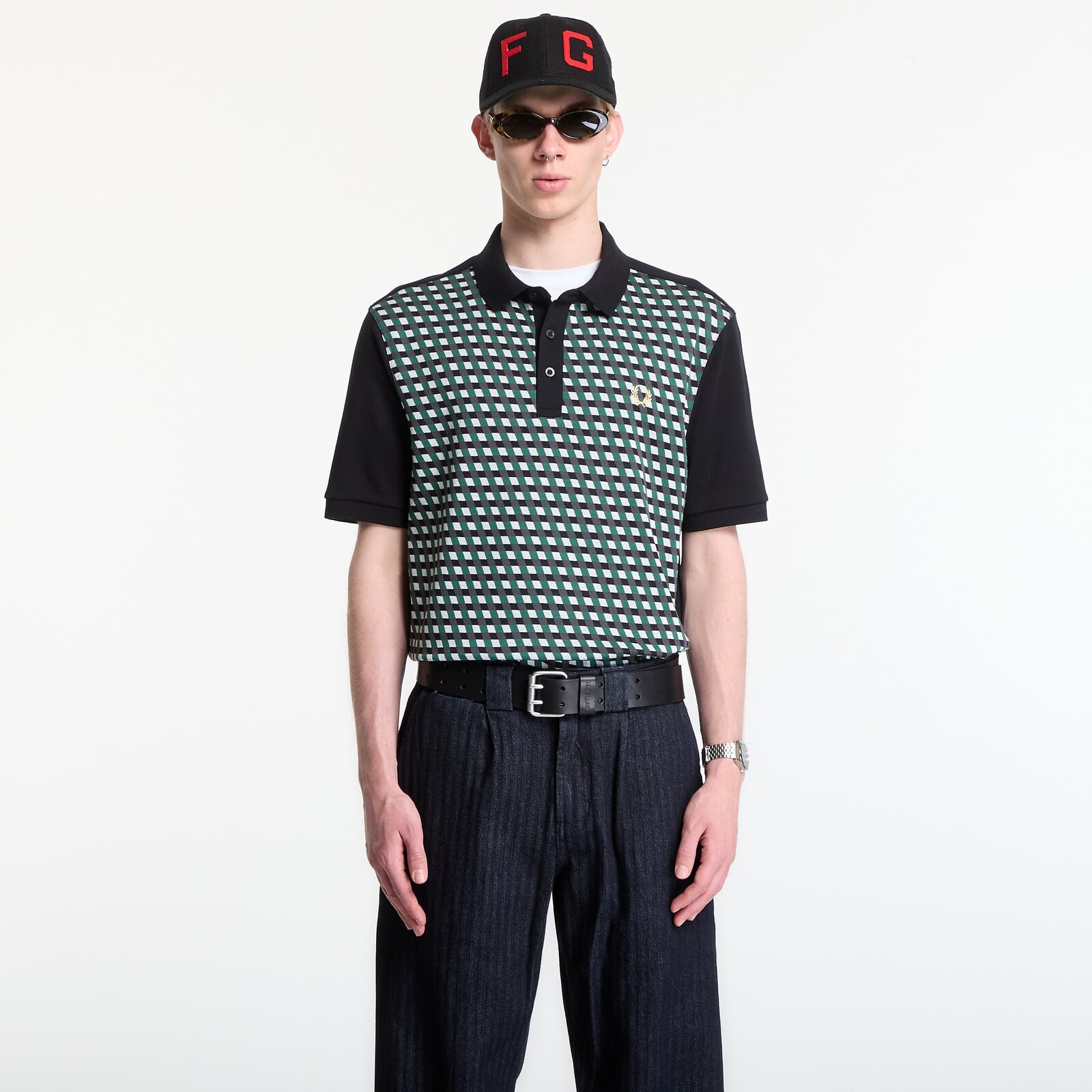 Tričko Fred Perry Geometric Polo Shirt Black S