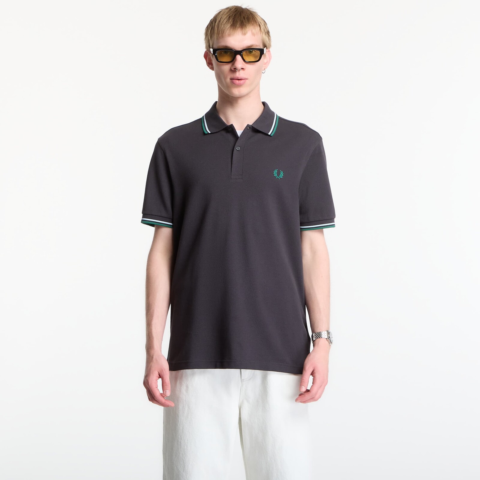 Tričko Fred Perry Twin Tipped Fred Perry Shirt Anchor Grey M