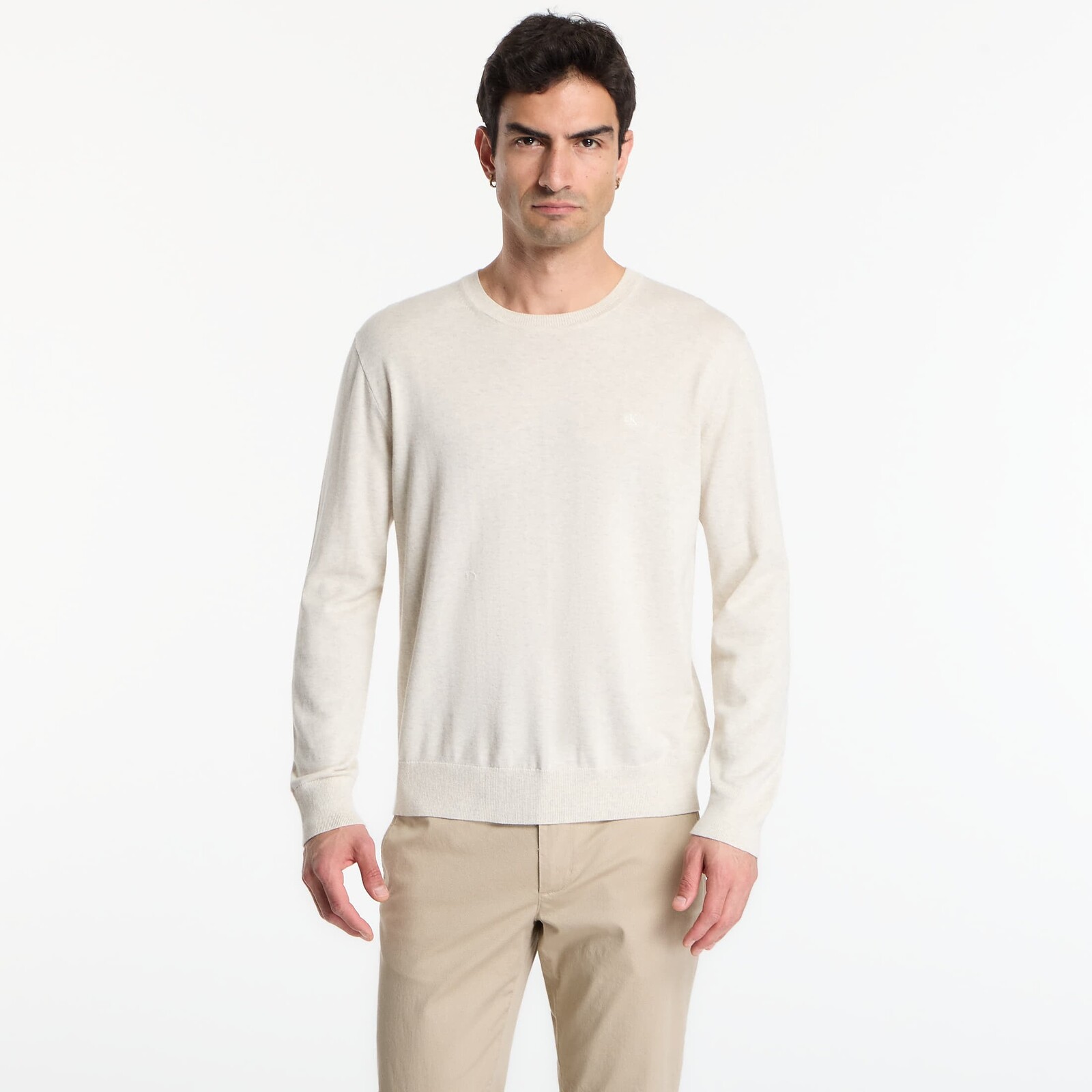Sveter Calvin Klein Ls Supima Cotton Crew Snow Heather XL